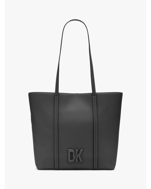 DKNY Black 7th Avenue East West Leather Tote Bag