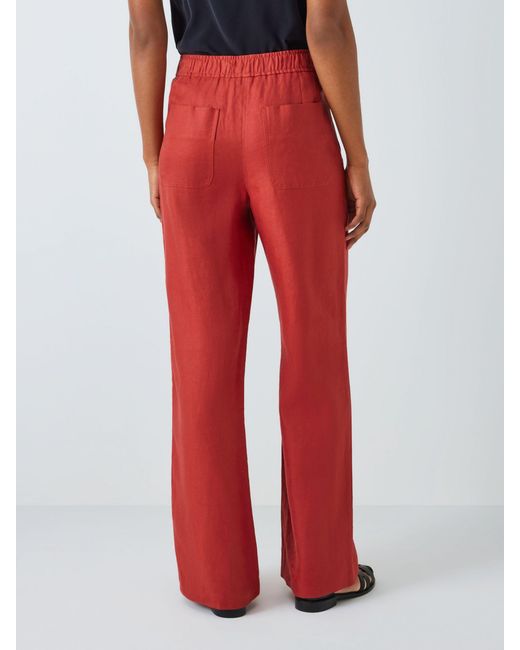 John Lewis Red Straight Fit Linen Trousers