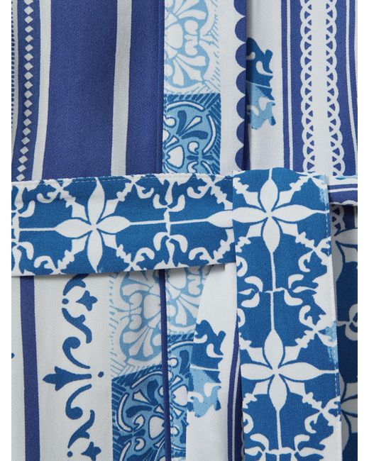 Reiss Florence - Blue Tile Print Belted Mini Dress