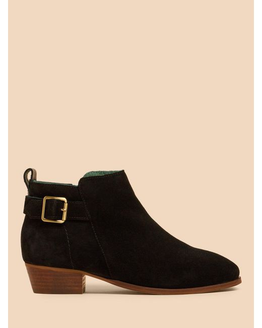White Stuff Black Buckle Suede Ankle Boots