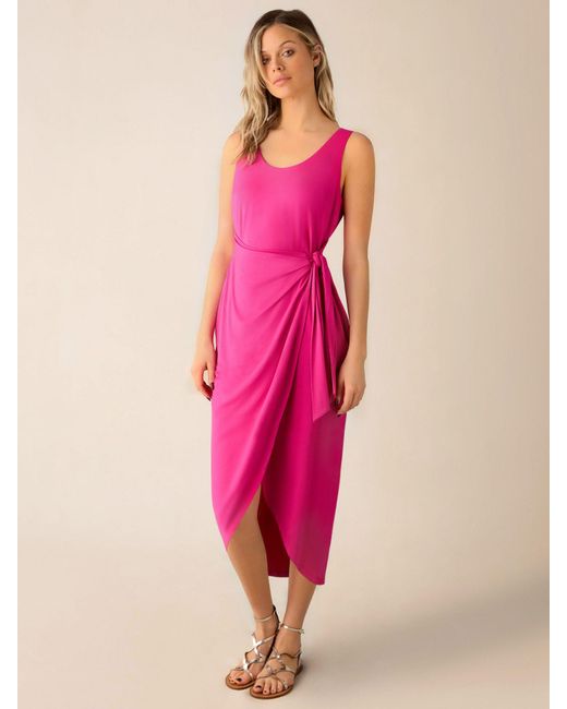 Ro&zo Pink Jersey Tie Waist Midi Dress