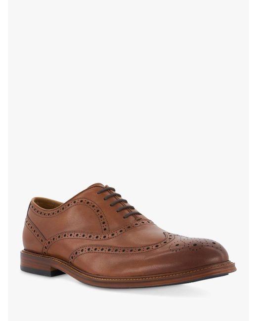 Dune Brown Solihull Leather Brogue Shoes for men
