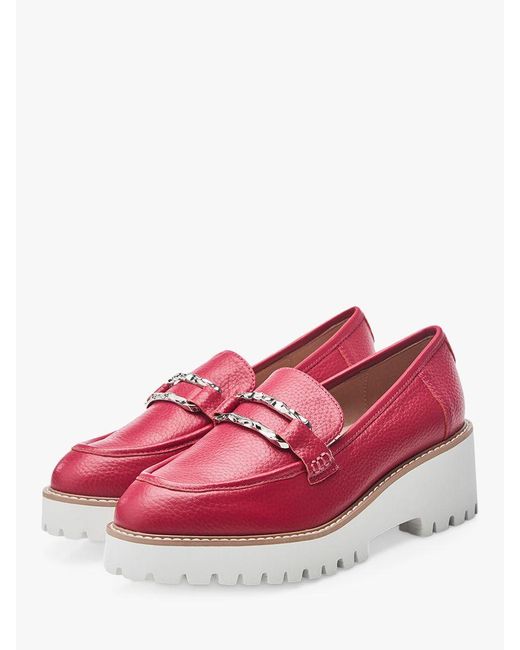 Moda In Pelle Pink Faythe Block Heel Leather Loafers