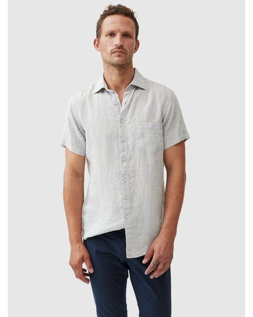 Rodd & Gunn White Palm Beach Linen Slim Fit Short Sleeve Shirt for men