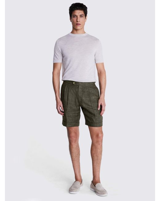 Moss Bros Green Linen Shorts for men