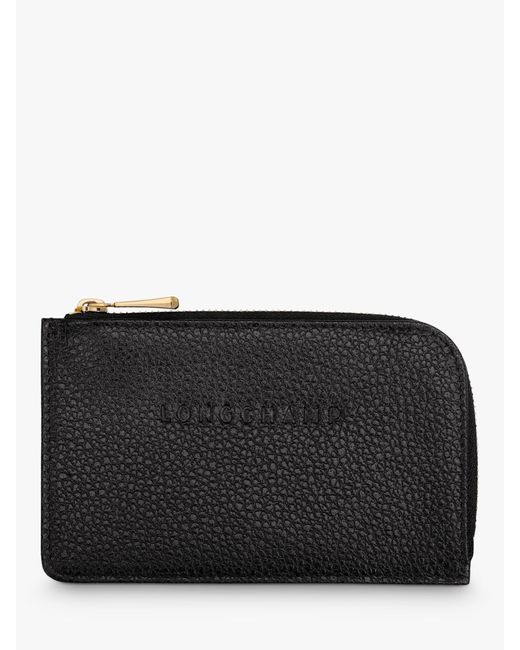 Longchamp Black Le Foulonné Zipped Leather Card Holder