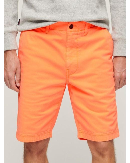 Superdry Orange Officer Chino Shorts for men