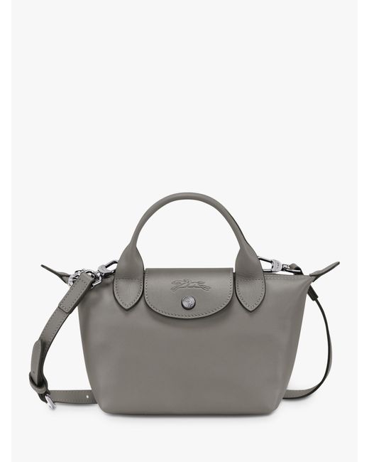 Longchamp Le Pliage Xtra Extra Small Leather Top Handle Bag in Grey
