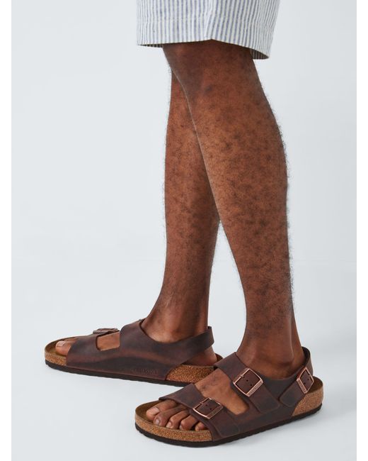 Birkenstock Brown Milano Leather Footbed Sandals for men