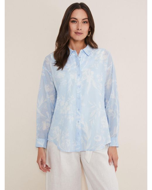 Phase Eight Blue Cotton Kaya Shirt