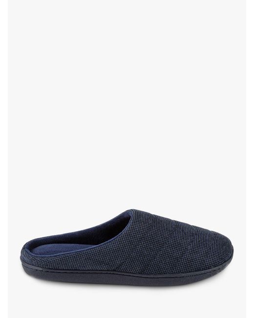 Totes Blue Isotoner Textured Cord Stitched Mule Slippers for men