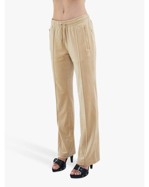 Juicy Couture Natural Diamante Embellished Velour Track Joggers