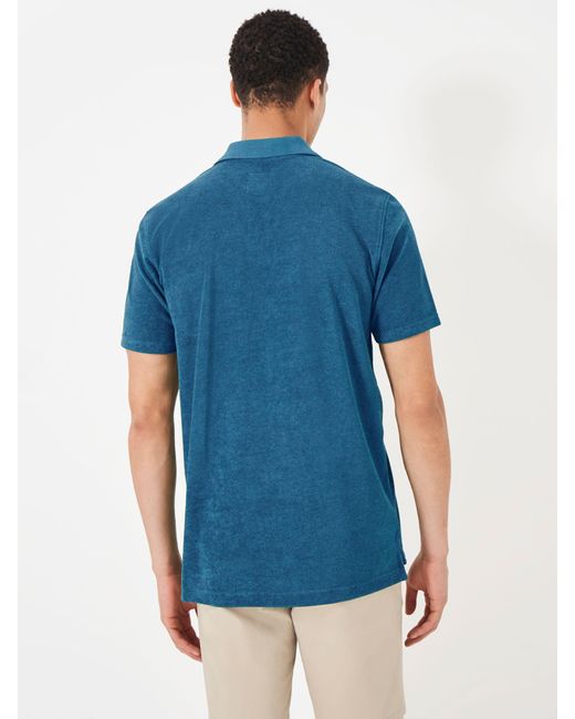 Crew Blue Towelling Polo Shirt for men