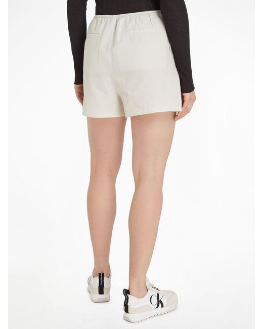 Calvin Klein White Seersucker Cotton Shorts