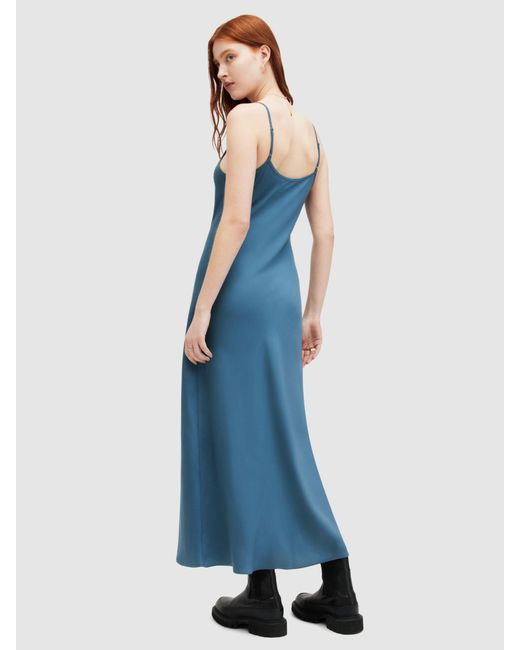 AllSaints Blue Bryony Sleeveless Midi Dress