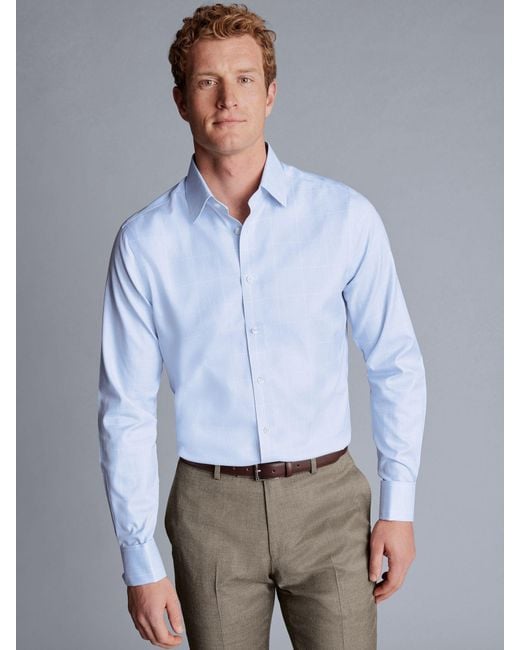 Charles Tyrwhitt Blue Non-iron Prince Of Wales Check Shirt for men