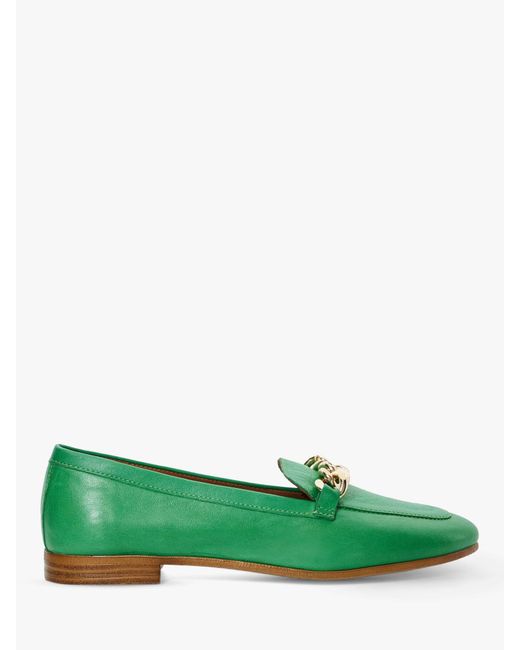 Dune Green Goldsmith Leather Chain Detail Loafers