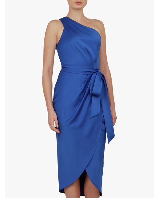 Ted Baker Gabie One Shoulder Drape Midi Dress in Blue Lyst UK