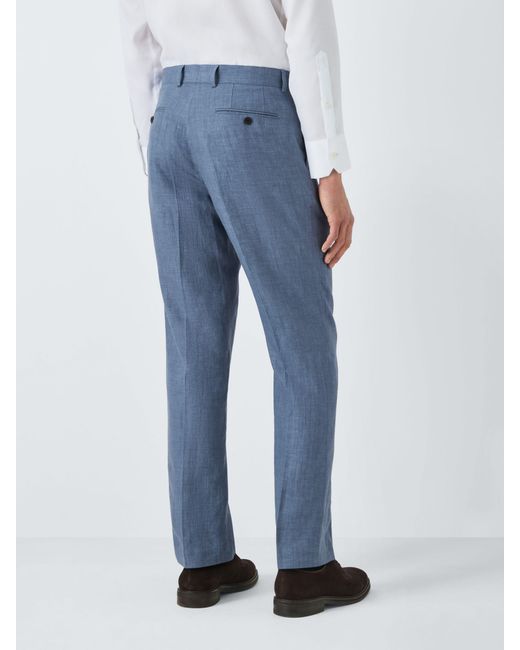 John Lewis Blue Cambridge Linen Regular Fit Trousers for men
