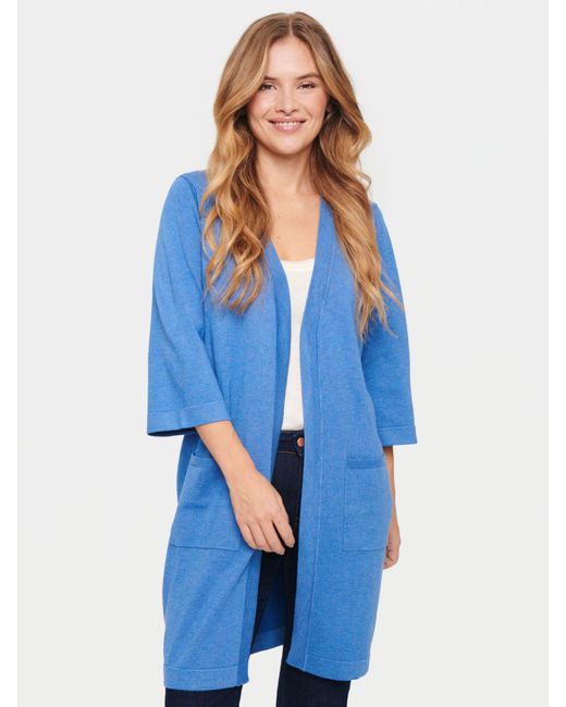 Saint Tropez Blue Kila Half Sleeve Long Cardigan