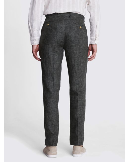 Moss Bros Gray Regular Fit Linen Suit Trousers for men