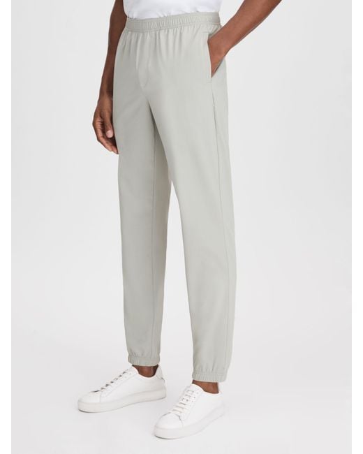 Reiss White Rival Straight Fit Technical Trousers for men