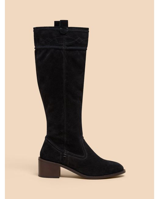 White Stuff Black Connie Suede Pull On Boots