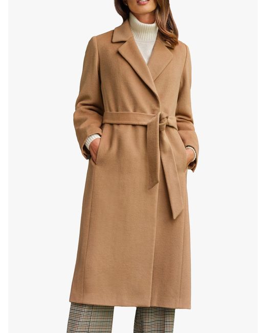 Pure Collection Brown Luxury Wool Wrap Coat