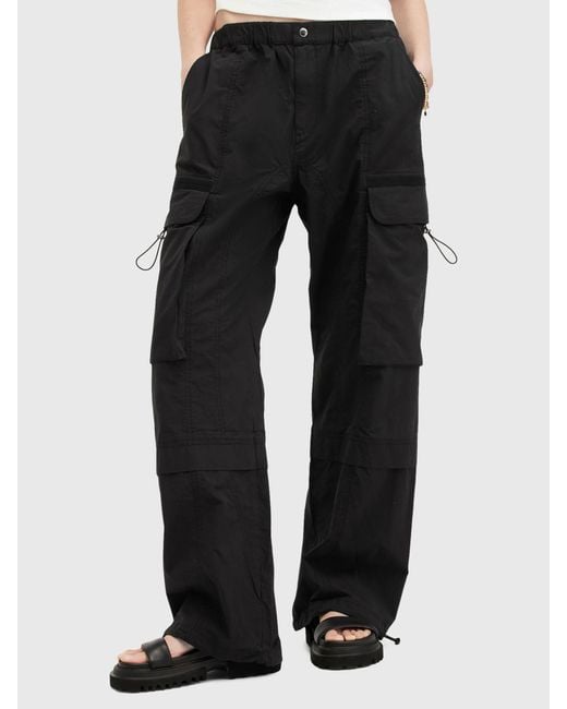 AllSaints Black Barbara Organic Cotton Cargo Trousers
