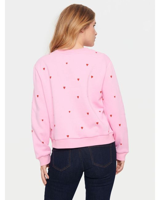 Saint Tropez Pink Dagna Hearts Print Sweatshirt