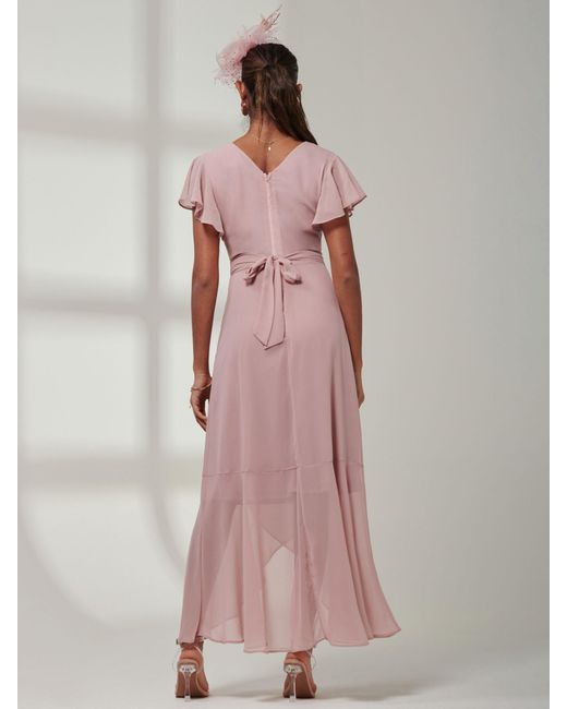 Jolie Moi Pink Vicky Chiffon Midi Dress