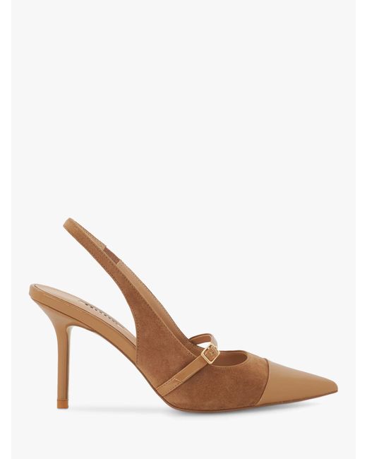 Dune Brown Carisma Suede Slingback Court Shoes
