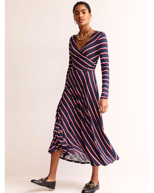 Boden Purple Hotch Potch Stripe Jersey Midi Dress