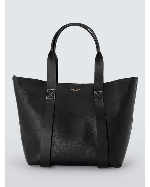 John Lewis Black Luxe Leather Tote Bag