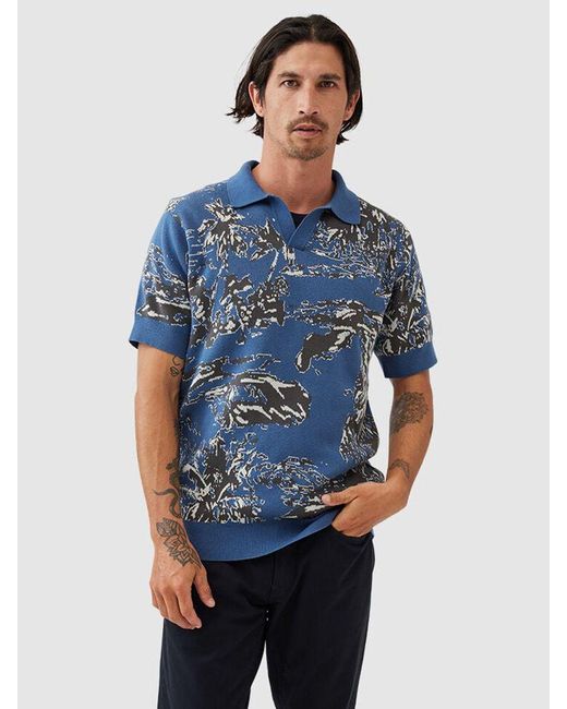 Rodd & Gunn Blue Hindley Creek Knitted Polo Shirt for men