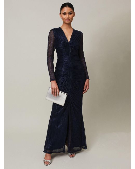 Phase Eight Blue Shannia Ruched Maxi Dress