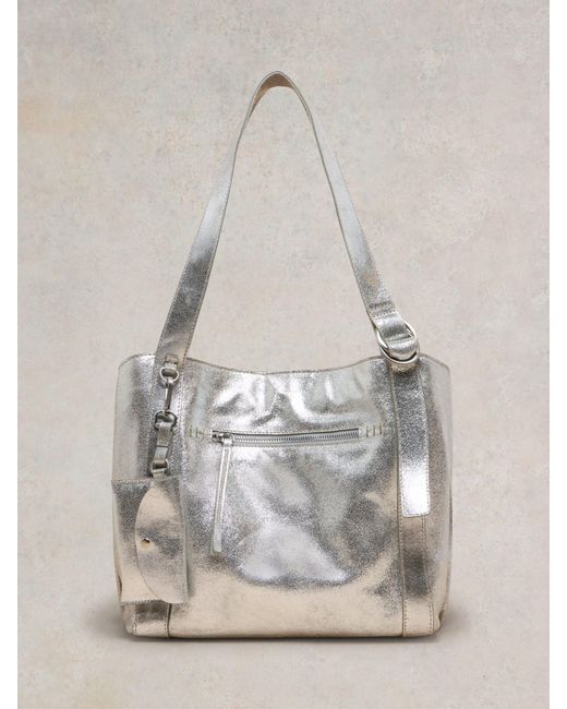 White Stuff Metallic Hannah Leather Tote Bag