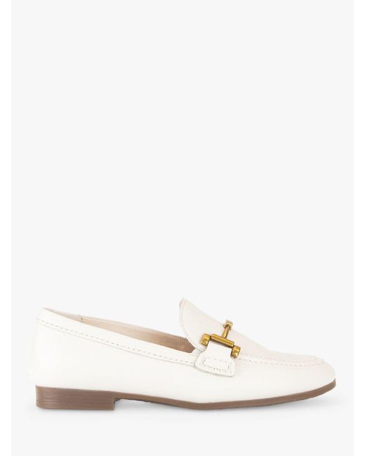 Gabor White Destiny Wide Fit Leather Slip On Loafers