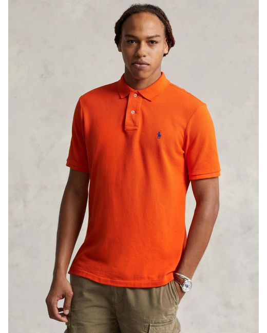 Ralph Lauren Orange Polo Short Sleeve Custom Slim Fit Polo Shirt for men