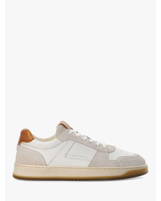 Dune White Tylor Suede And Leather Low Top Trainers for men