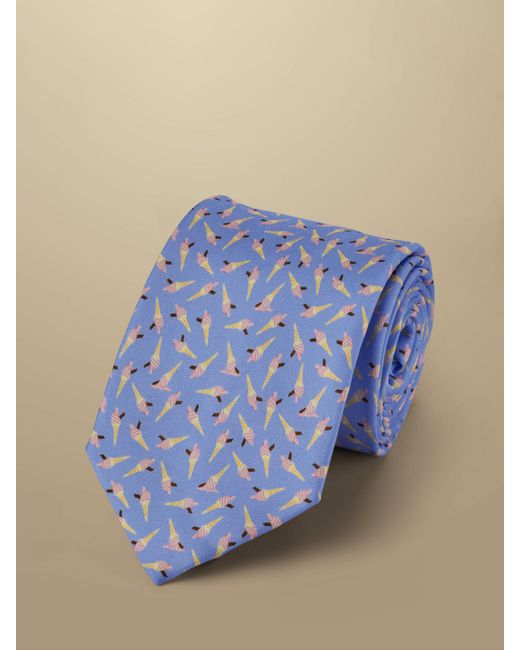 Charles Tyrwhitt Blue Ice Cream Print Silk Tie for men