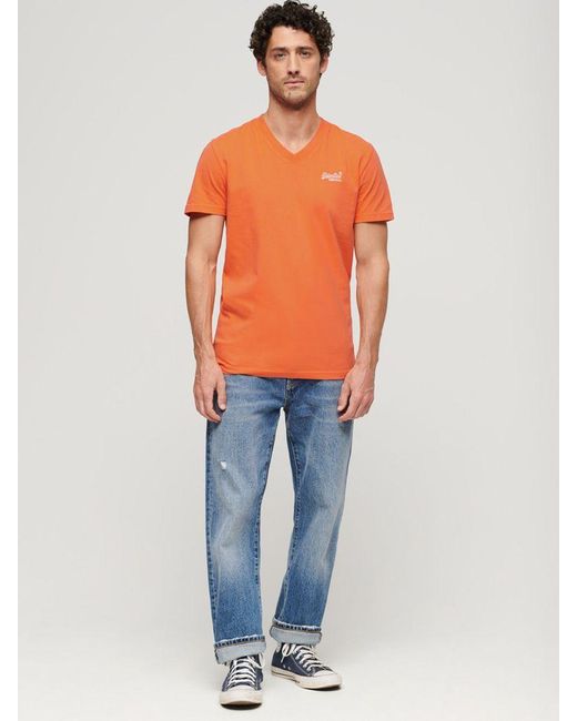 Superdry Orange Essential Organic Cotton V-neck T-shirt for men