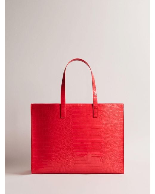 Ted Baker Red Imitation Croc Detail Icon Bag