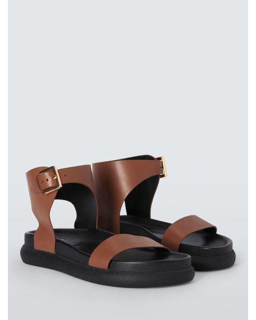 John Lewis White Lordie Leather Chunky Big Strap Footbed Sandals