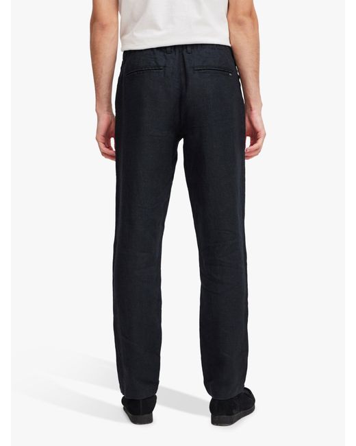 Casual Friday Black Pandrup Regular Fit Linen Trousers for men