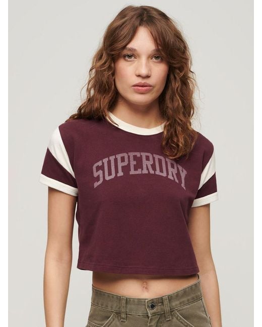 Superdry Purple Athletic Graphic Ringer T-shirt