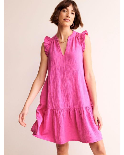 Boden Pink Daisy Double Cloth Mini Dress