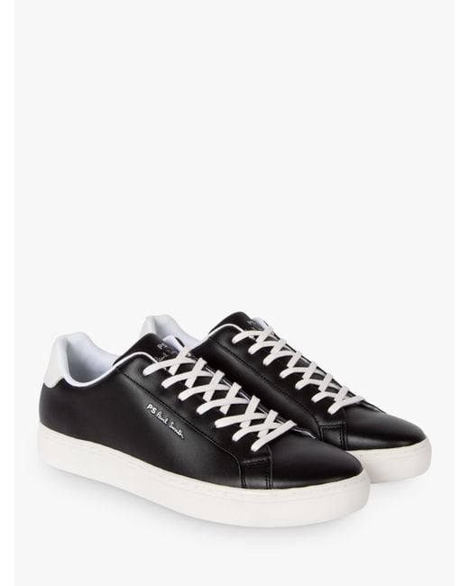 Paul Smith Black Rex Tape Detail Low Top Leather Trainers for men