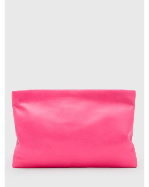AllSaints Pink Bettina Soft Leather Clutch Bag
