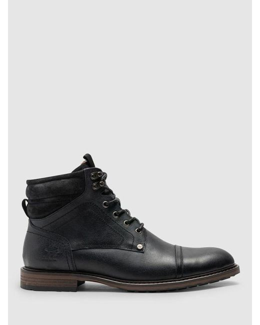 Rodd & Gunn Black Dunedin Leather Military Boots for men